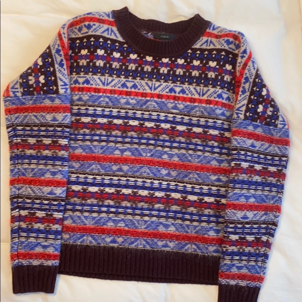 J. Crew Fair Isle Crewneck Fuzzy Sweater